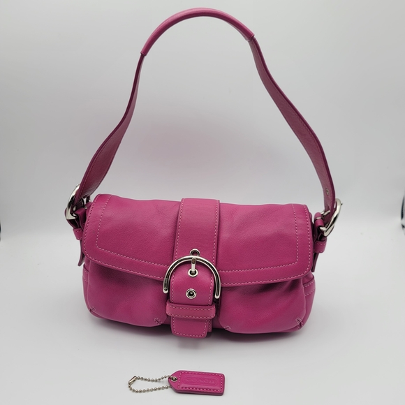 COACH Y2K (2002) Hot Pink Soho Buckle Flap Bag Purse Style #1446 Magenta Vintage - Picture 13 of 15